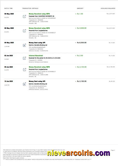 India PayTM Payments Bank account statement Word and PDF, 3 pages, 3 page